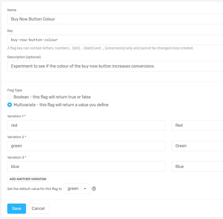 Create Multivariate Feature Flag.